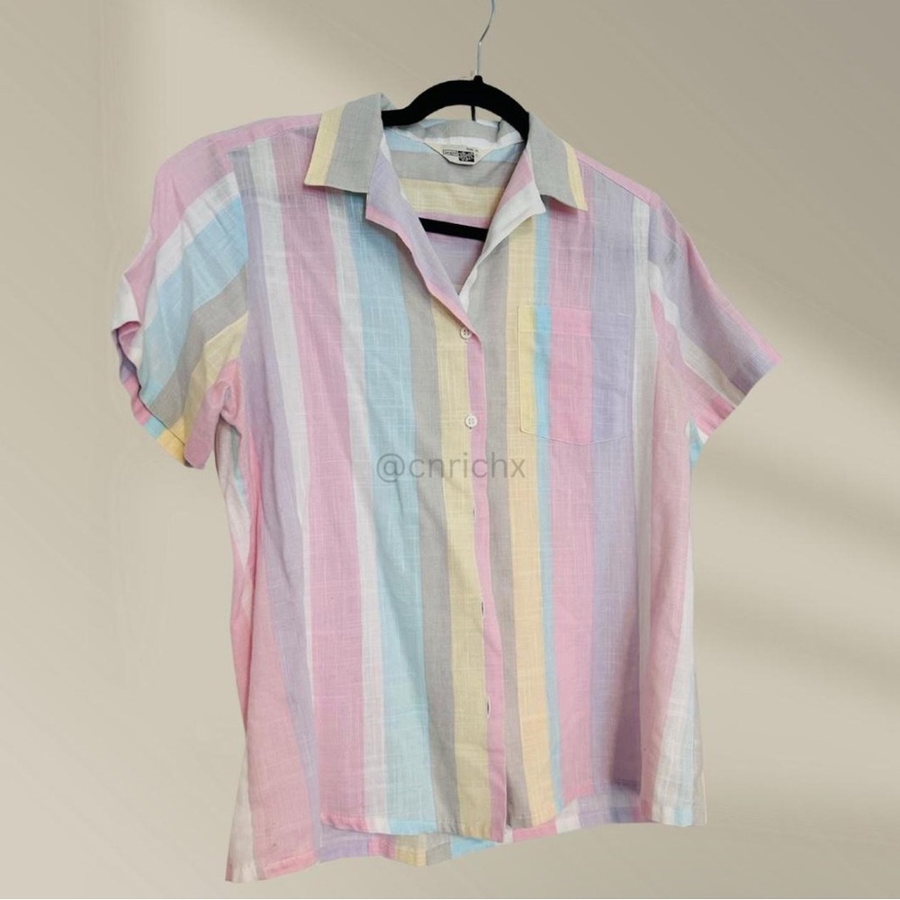 Sears Vintage Pastel Striped Button Up Shirt